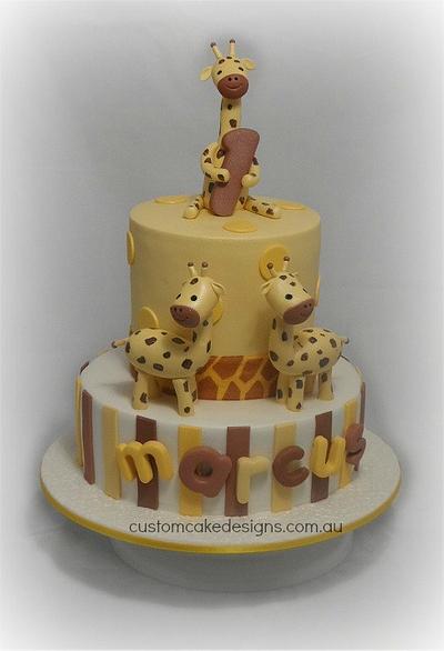 Giraffe 1st Birthday Cake - Cake by Custom Cake Designs