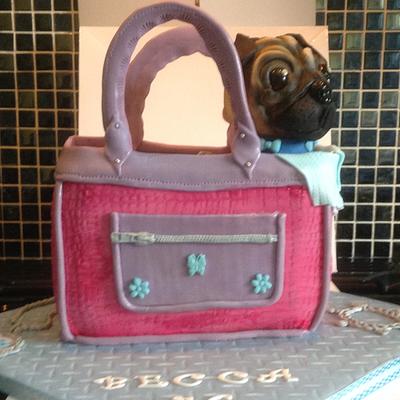 Pug dog handbag cake  - Cake by Deashead