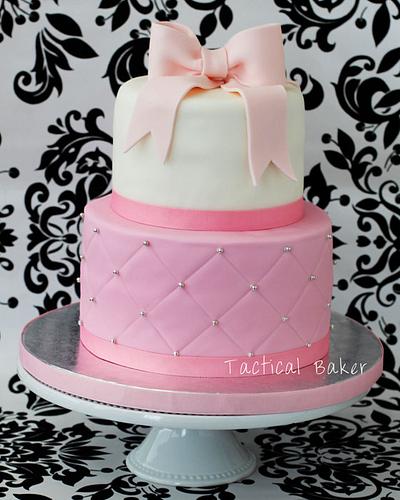 pink quilted fondant cake - Cake by CeCe