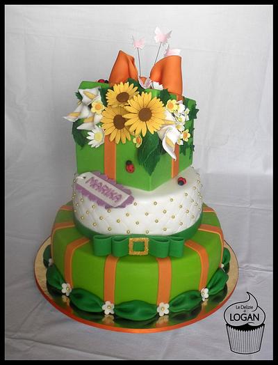 Torta pacco con fiori - Cake by mariella