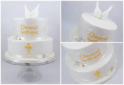  cake for baptism with wings of an angel - Cake by EvelynsCake