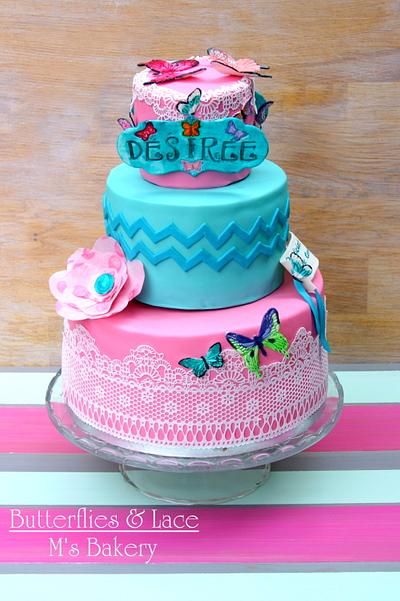 Butterflies & Lace - Cake by M's Bakery
