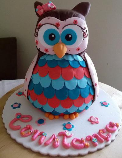 Owl 3D cake, cookies and cupcakes - Cake by Gulodoces