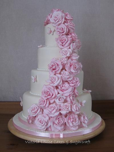Cascading Rose Wedding Cake - Cake by VictoriaLouiseCakes