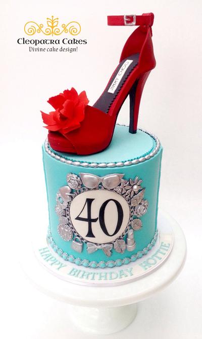 Tiffany charm inspired cake with gumpaste shoe - Cake by Cleopatra cakes