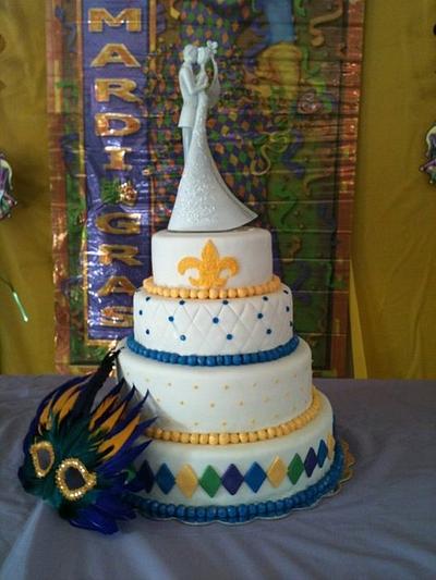 My first wedding cake - Mardi Gras themed - Cake by Dawn Henderson