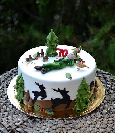Cake for a hunter with pheasants - Cake by majalaska