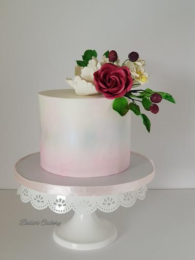 Water colour cake with sugar flowers! - Cake by Bella's Cakes 