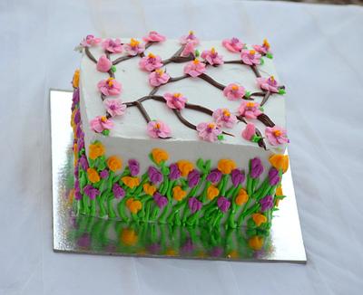 Cherry Blossom in Tulip Garden  - Cake by Divya iyer