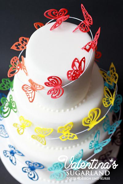 Rainbow Butterflies Cake - Cake by Valentina's Sugarland