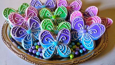 Rainbow butterfly cookies - Cake by  Pink Ann's Cakes