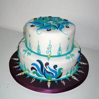 Peacock Inspired Cake - Cake by Pam 