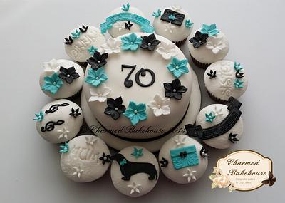 70th birthday cake & matching cupcakes - Cake by Charmed Bakehouse