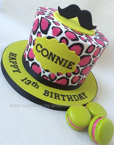 Pink Leopard Print & Lime Moustache Cake - Cake by Cupcakes by Amanda