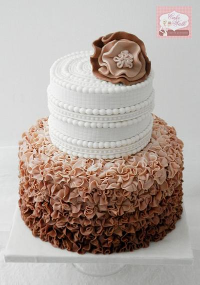 Ruffles Wedding Cake - Cake by Cakewalkuae