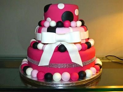 Pink, Black & White 21st Birthday Cake - Cake by Angel Cake Design