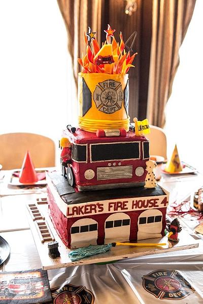 Firehouse Firetruck Birthday Cake - Cake by KimmyCakes