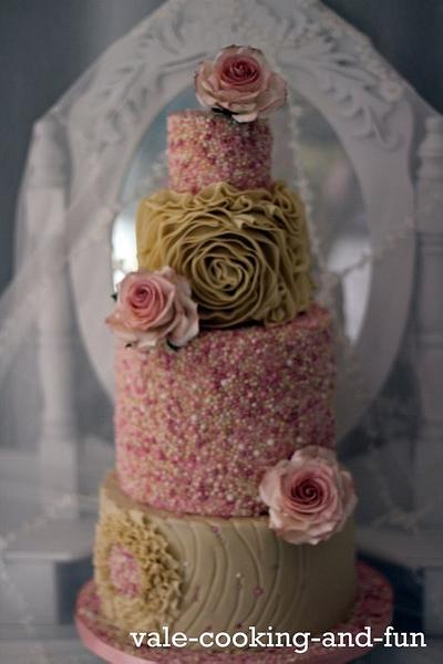 4 tier Ivory Rosa Cake with Ruffles - Cake by Valentina's Sugarland