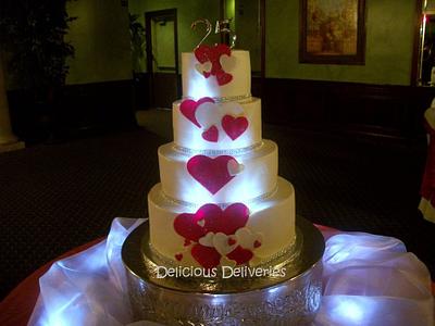 Illuminated Cascading Hearts Cake - Cake by DeliciousDeliveries