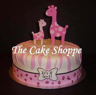 Pink giraffe baby shower cake - Cake by THE CAKE SHOPPE