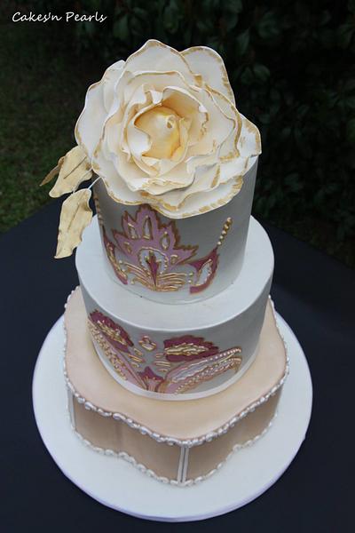 Leaf Motif Wedding Cake - Cake by Monica Florea