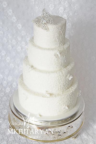 White lace wedding cake - Cake by Art Cakes Prague