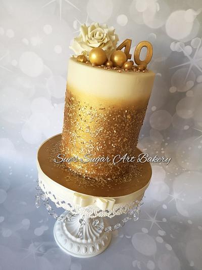 Gold sequin cake - Cake by Sue's Sugar Art Bakery 