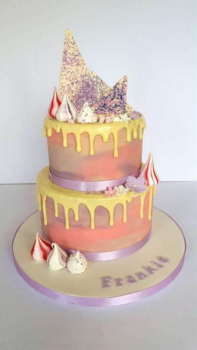 Pastel pink and purple drop cake. - Cake by Amy