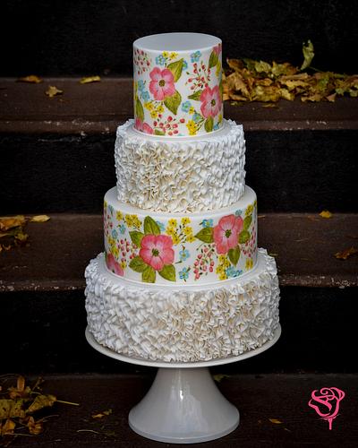Painted ruffle cake - Cake by Lisa Herrera (A Cake Come True)