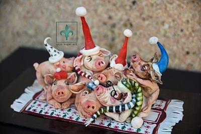 Christmas for pigs - Cake by Crin sugarart