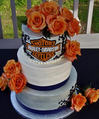 Harley Davidson BC wedding cake - Cake by Nancys Fancys Cakes & Catering (Nancy Goolsby)