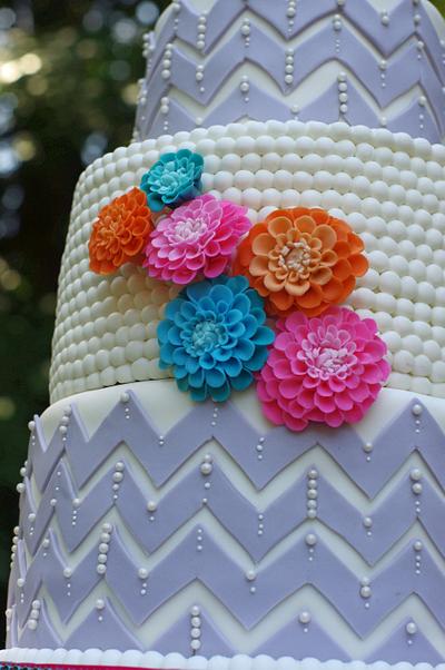 Happy chevron wedding cake  - Cake by Mandy