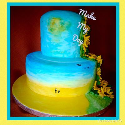 Sunny Beach & Sunflowers - Cake by Make My Day