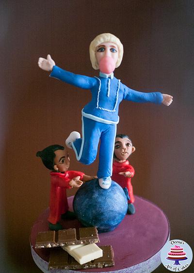 Violet balancing on a Blueberry - 50 Years of Charlie and the Chocolate Factory Collaboration  - Cake by Veenas Art of Cakes 