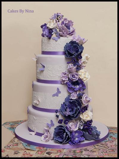 Floral Cascade Wedding Cake - Cake by Cakes by Nina Camberley