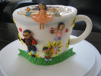 Coffee lover family Cake - Cake by iriene wang