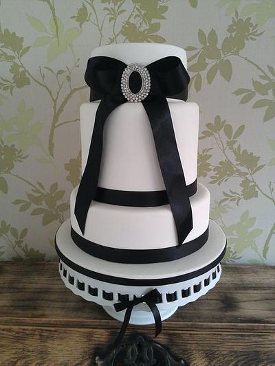 Simple Black on White Wedding Cake - Cake by Kelly Ellison