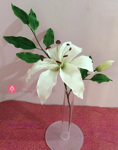 Casablanca Lily  - Cake by D Sugar Artistry - cake art with Shabana
