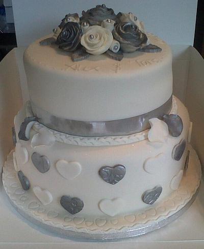 Ivory and Silver 2 Tier Cake - Cake by Wendy Hiscocks
