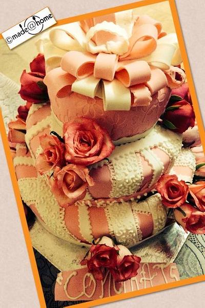Intricate Fondant Weaving with Royal Icing and Rose Flowers - Cake by made@home