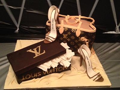 Louis Vuitton Birthday Cake: Louis Vuitton Shoe box, bag and shoe - Cake by Caroline Diaz 