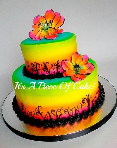 Wedding Cake--Buttercream/Airbrushed - Cake by Rebecca