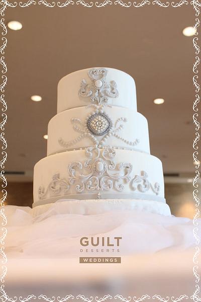 Silver/Grey Elegant Wedding Cake - Cake by Guilt Desserts
