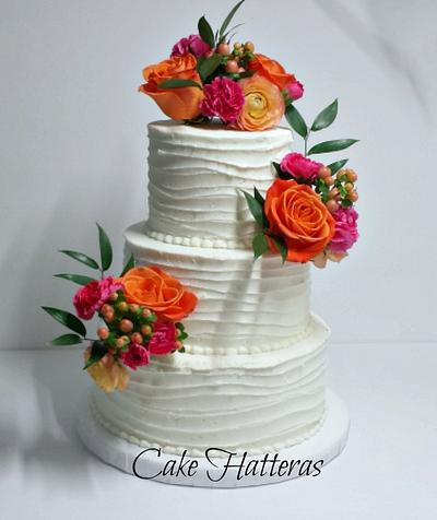 Textured Buttercream with fresh flowers - Cake by Donna Tokazowski- Cake Hatteras, Martinsburg WV