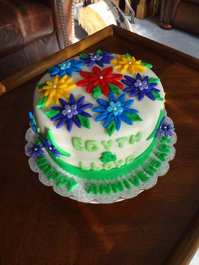 Flowered Anniversary Cake  - Cake by naughtyandnicecakes