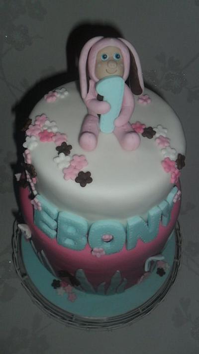 Ebony's first birthday cake- pink rabbit - Cake by Rebecca Husband