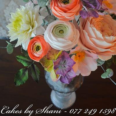 100% Sugar flower arrangement  - Cake by CakesbyShani
