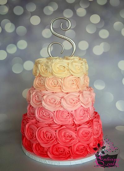 Vibrant Pink Rosette Ombre - Cake by Enticing Cakes Inc.