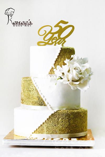 White & Gold Cake (Vegan) - Cake by purbaja