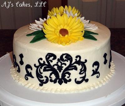 Damask Sunflower Cake - Cake by Amanda Reinsbach